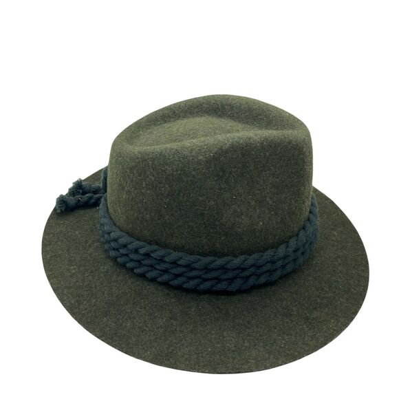 Oktoberfest Fedora Hat German Headwear Unisex Alpen Green Wool Trachten Size 7 - Picture 2 of 14